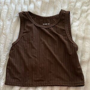 SHEIN Chocolate Ribbed Tank Top